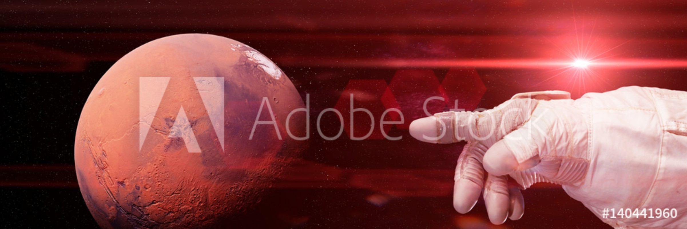 Picture of Astronaut pointing to Mars